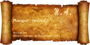 Manger Anikó névjegykártya